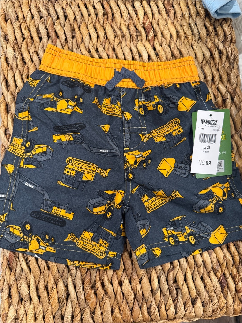 John Deere Navy and Yellow Construction Print Shorts